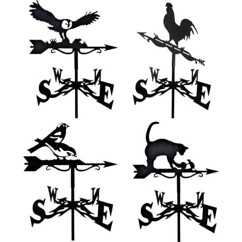 Metal Craft Wind Vane Weathervane with Animal Silhouette Ornament Roof Mount Weather Vane Farm Scene Garden Stake Art