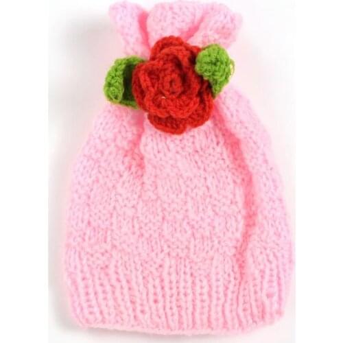 Sweet lovely baby girls flowers candy cap infant handmade knit hat crochet boutique photography props 1 pcs