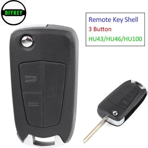 DIYKEY HU43/HU46/HU100 Modified Flip 3 B Remote Key Shell Case Fob for Opel, for Vauxhall Corsa Astra Kadett Monza Montana