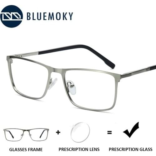BLUEMOKY Luxury Titanium Alloy Prescription Eyeglasses Men Square Myopia Optical Anti Blue Light + Photochromic Glasses Frames