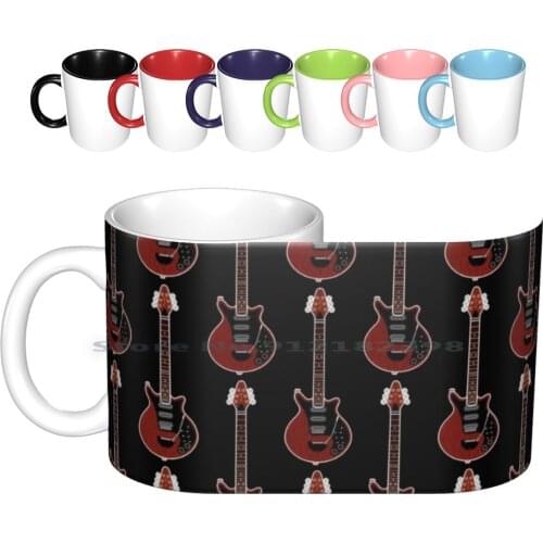 Musical Instuments Silhouettes-Brian May Red Special Ceramic Mugs Coffee Cups Milk Tea Mug Brian May May Guitar Model One Music