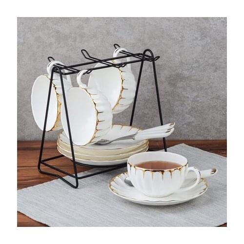 Four-piece Set English Ceramic Coffee Cup Retro Mug Afternoon Teacup Espresso Cup Birthday Gift Home Decoration