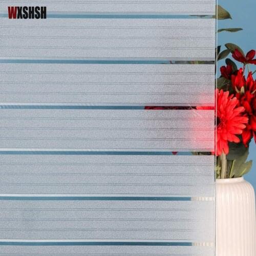 Window Sticker Static Cling No Toxic PVC Stripe Pattern Privacy Protection UV-Proof Reusable Explosion-Proof Frosted Glass Foil