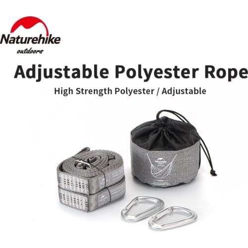 Naturehike Outdoor Adjustable Hammock Rope 0.5-2.3m Thickening Polyester 300Kg Bearing Hanging Belt Hiking Camping Accessories