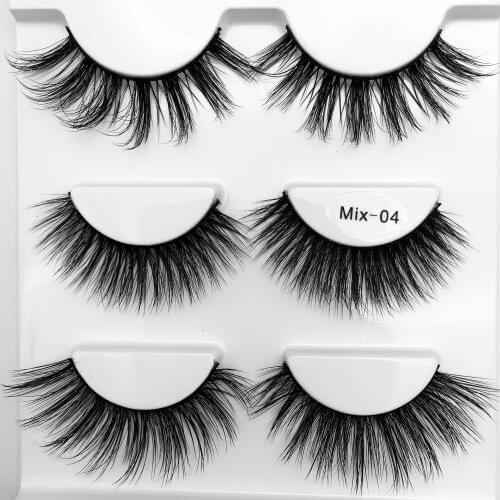 NEW Mix 3 Pairs mink eyelashes natural long makeup false eyelashes 3d mink lashes 1cm-1.5cm eyelash extension faux lashes