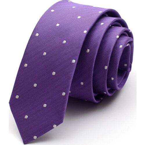NEW Mens Jacquard Woven Fashion 5CM Slim Ties for Men Business Casual Purple White Dot Necktie Gravata Cravates with Gift Box