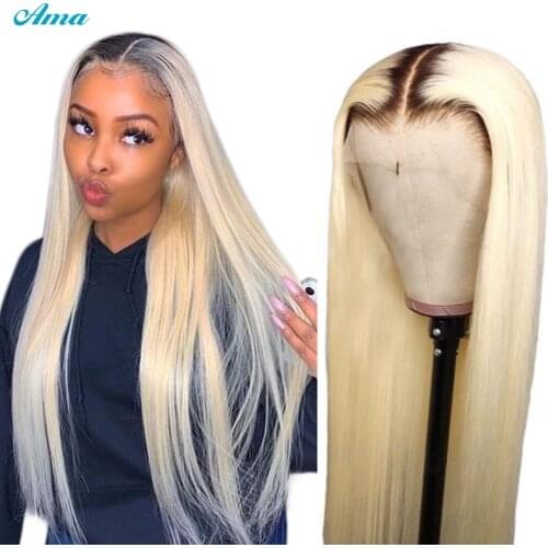 T1B/613 Ombre Wig Blonde Straight Wig Malaysian Lace Front Human Hair Wigs Part Lace Wig For Black Women Dark Roots Pre Plucked