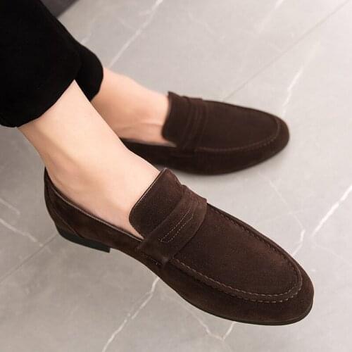 Plus Size38-46 shoes men original New loafers formal shoes suede leather luxury fashion wedding shoes Italian style Oxford Shoes