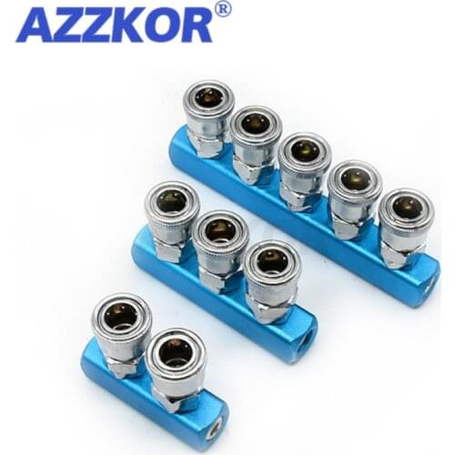 Pneumatic Fitting 1/4 Self-locking C type Quick Connector Air Gas Distributor For Pump Tool Coupler Manifold Multi Splitter