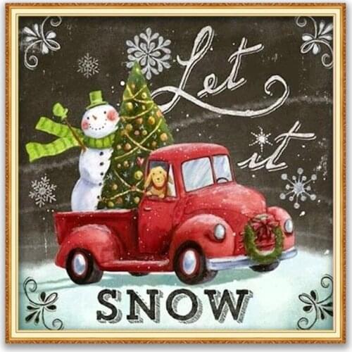 Christmas Ball With Snow DIY Cross Stitch 11CT Embroidery Kits Needlework Craft Set Cotton Thread Printed Canvas Home Decoration