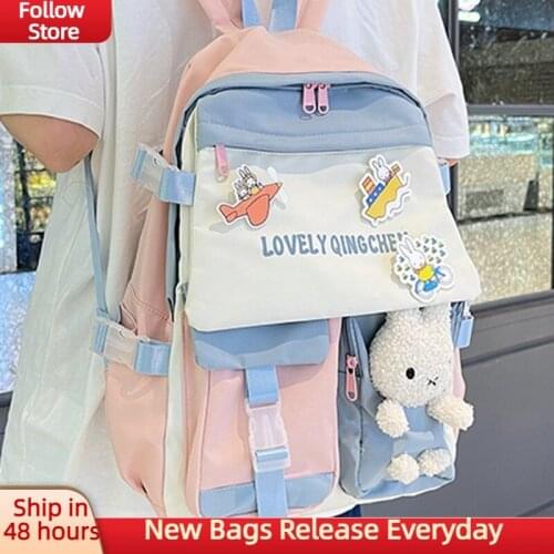 Patchwork Girls Backpacks Preppy Style Large Capacity for Teenagers Waterproof School Bags High Quality Fashion Shoulder Bags