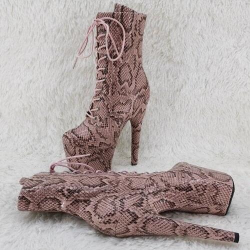 Leecabe 17CM/7inches Snake material High Heel platform Pole Dance boot