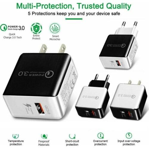 18W Quick Charge 3.0 Fast Mobile Phone Charger EU Plug Wall USB Charger Adapter For iPhone 11 Pro XR XS Max Samsung Redmi Huawei