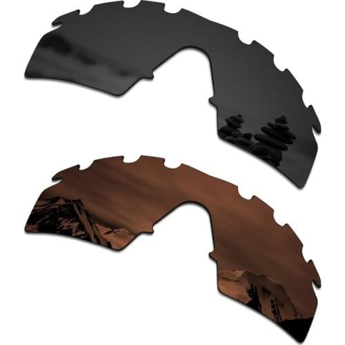SmartVLT 2 Pieces Polarized Sunglasses Replacement Lenses for Oakley M Frame Strike Vented Stealth Black and Amber Brown