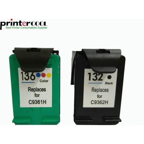 Einkshop 132 136 Remanufactured Ink Cartridge Replacement for HP 132 136 Photosmart 2573 C3183 Officejet 6213 PSC 1513 printer
