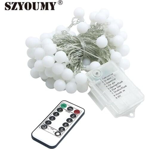 SZYOUMY 10M 100Led Fairy Led Ball String Light Battery Power For Christmas Tree Wedding Garland Decoration