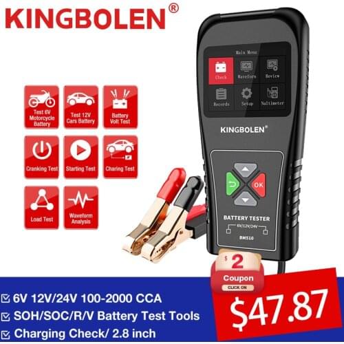 KINGBOLEN BM510 Car Battery Tester For 6V 12V 24V Motorcycle Car Truck Battery Analyzer Charging Test Tool Battery Tester