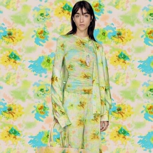 MS Brand Fabric Cloth 100% Polyester printed Chiffon Four-way Stretch Swimsuit Satin Needlework Fabric For Sewing by The Yard