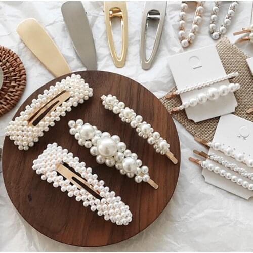 Korean 8 Styles Acrylic Imitation Pearl Women Barrettes Elegant For Female Girl Hair Clip Hairgrips Hair Accessories