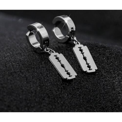Geometric Titanium Steel Razor Blade Earring For Women Fashion Simple 3 Colors Earring Party Jewelry Accessories Gift