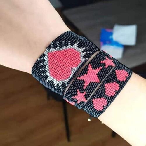 BLUESTAR Delica MIYUKI Bead Bracelet Chic Women Heart Bracelet Heart Boho Star Jewelry Armband Lucky Handmade Tassel