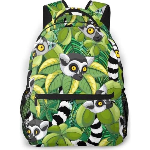 Women Backpack Kids School Bag for Teenage Girls Lemurs Of Madagascar In Exotic Jungle Female Laptop Notebook Travel Back Pack