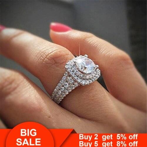 Luxury Promise ring 925 Sterling silver AAAAA cz Engagement Wedding Band Rings for women Bridal Finger Statement Jewelry