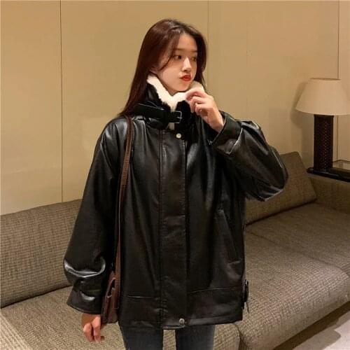 Winter Jacket Women Womens Leather Jacket Womens Jacket Womens Coat Leather Jacket Womens Moto Biker Zipper Jacket 2021 New