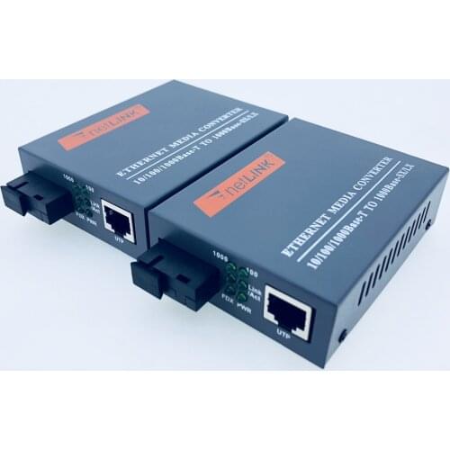 FTTH 1 Pair Gigabit Fiber Optical Media Converter 10/100/1000Mbps Single Mode Single Fiber SC Port External Power Supply