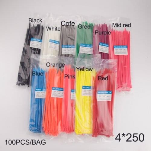 100Pcs 4*250 Cable Tie Colorful Self-Locking Nylon Wiring Accessories cable tie