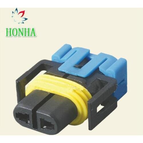 Freeshipping 100pcs 2pin Car Female HID Headlight Bulb Socket Connectors+pins+rubber for H8 H9 H11 Lights