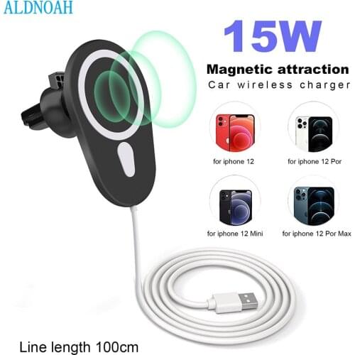 15W Magnetic Wireless Car Charger Mount For Magnet iPhone 12 Pro Max Mini Fast Wireless Charging Phone Holder Stand
