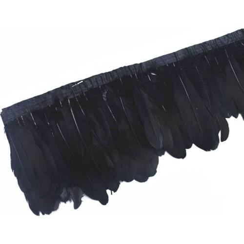 2yards Black Dyed Goose Feather Trim Clothing Sewing Wedding Feathers Decoration Feathers for Crafts for Jewelry Making Plumas