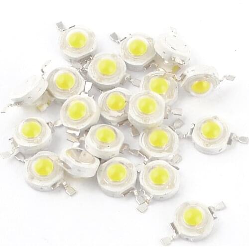 20 Pcs High Power 2 Pin Emitting Diode 3W White LED Emitters 170-190Lm 6000K Light Beads wholesale chip led leds