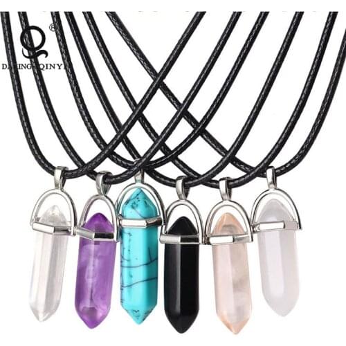2018 New Design Custom Made Natural Stone Bullet Pendant Necklace
