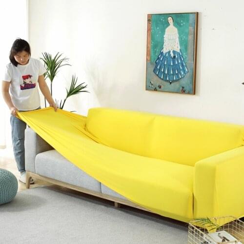 220G milk silk Solid color Stretch Sofa Covers for Living Room Home Sofa Protector Case Sofa Couch Cover Set 1/2/3/4 Seater