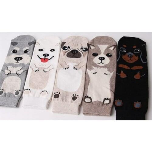 360pairs/lot 2017 new fashion women 3D print cartoon animal pet dog cotton sock/pug dog print sock/animal dog print sock