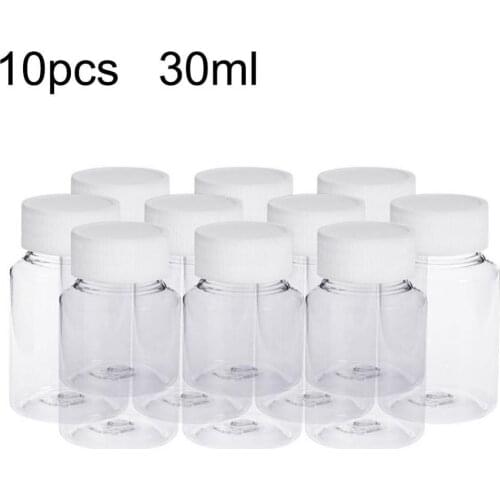 50% Hot Sale 10Pcs 30ml Transparent Plastic Pill Bottles Salt Candy Case Storage Container