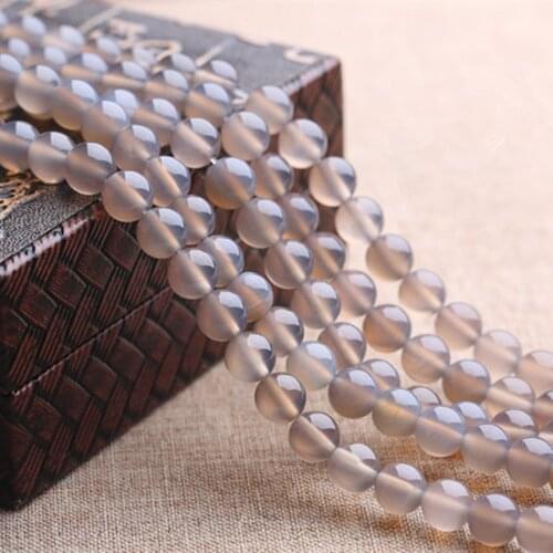 Grade A Natural Grey Agate Beads 6mm-14mm Smooth Polished Round 15 Inch Strand MN34