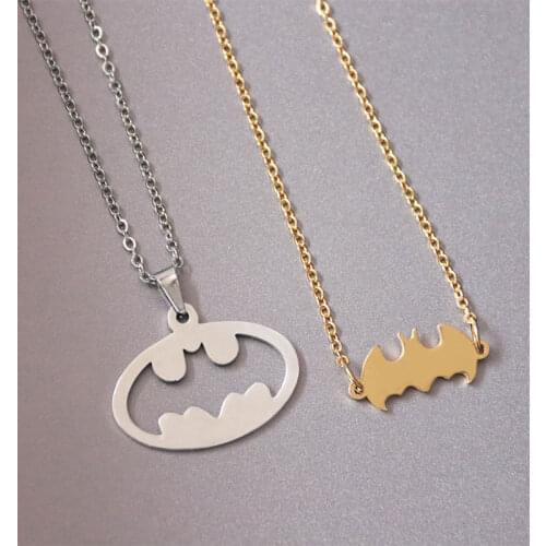 1pc Hollow Bat Solid Bats Stainless Steel Necklace Couples Family Pendants Necklaces Women Kids Love Fashion Memorial Jewelry