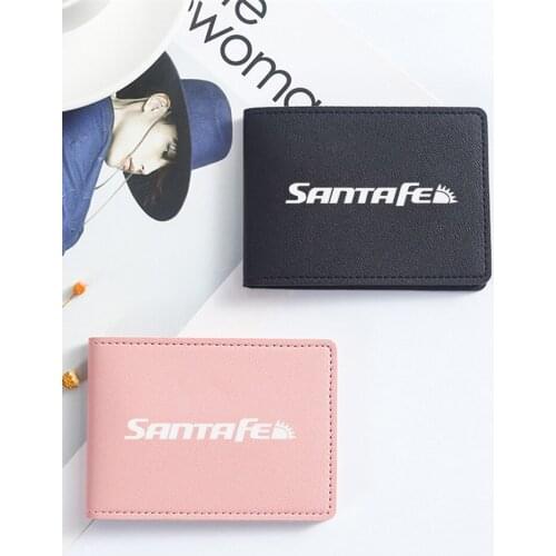 PU Leather Credit Card Case Car Driving Documents Protective for Hyundai Santa fe Car Accessories