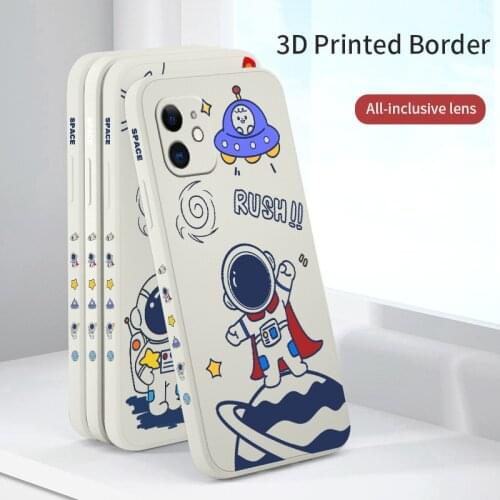 Quick Astronaut Pattern Phone Case For iPhone 12 Pro Max 11 X XS XR XSMAX SE2020 8 8Plus 7 7Plus 6 6S Plus Silicone Cover