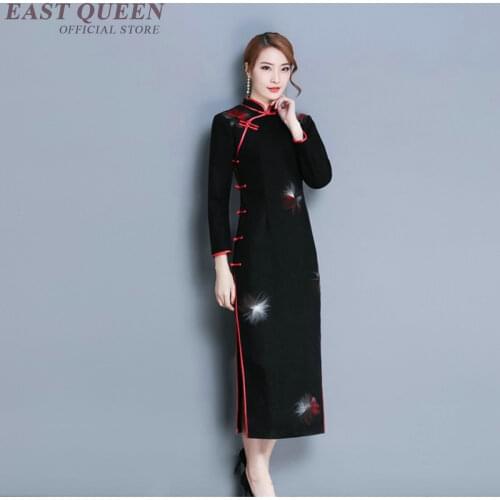 Cheongsam qipao Chinese orienal dress China female traditional Chinese clothing qi pao ladies woman winter dress 2018 AA3325