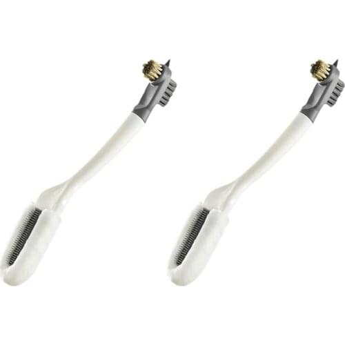 2PCS Double-Headed Shoe Washing Brush Long-Handled Household Silicone Soft Fur White Shoe Cleaning Brush