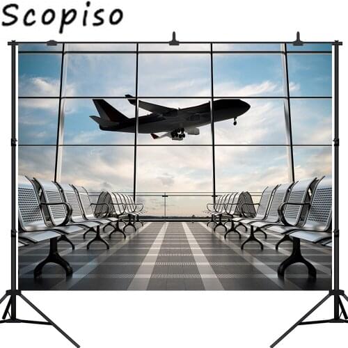 Scopiso Plane Take Off Airport Waiting Room Window Child Interior Photographic Backgrounds Photo Backdrop Photo Studio Prop