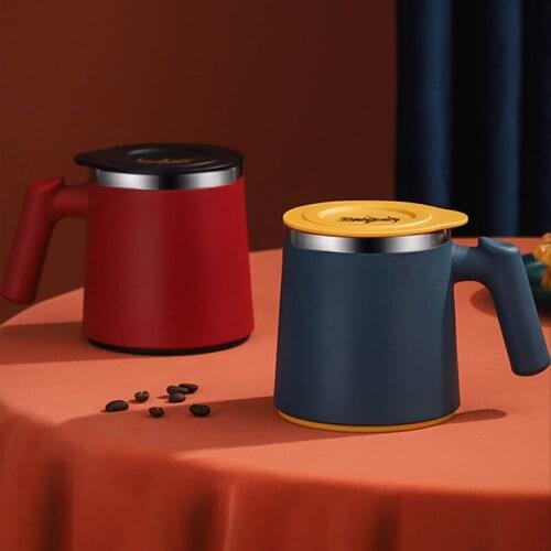 New 420ml Coffee Mug Vacuum Cup Thermos Stainless Steel Insulated Water Cups Tumbler With Handle Lid and Mixing Spoon Office