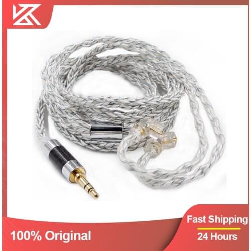 KZ 784 Cores Silver Plated Upgrade Earphone Cables 8 Core Silver Blue Hybrid Headphone With 3.5MM Metal Plug ZAX/DQ6/ZSX/ZSN PRO