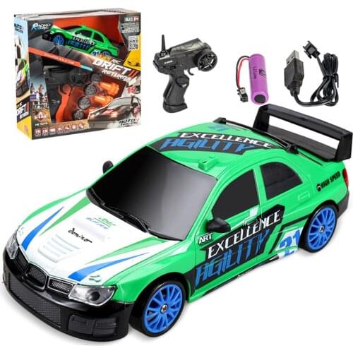 HB 1:24 15KM/H 2.4G Electric Racing Car 4WD Drift Car Kids RC Car Toy with Light - Green Graffiti