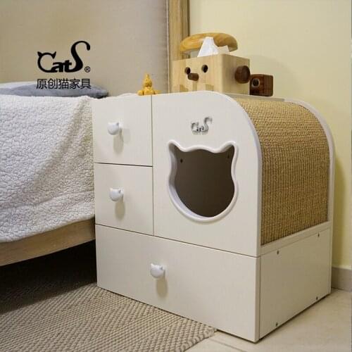 Prevent the cat bite cat furniture line bedside table and cat house sisal cat house cat scratch board pet bed cats bed