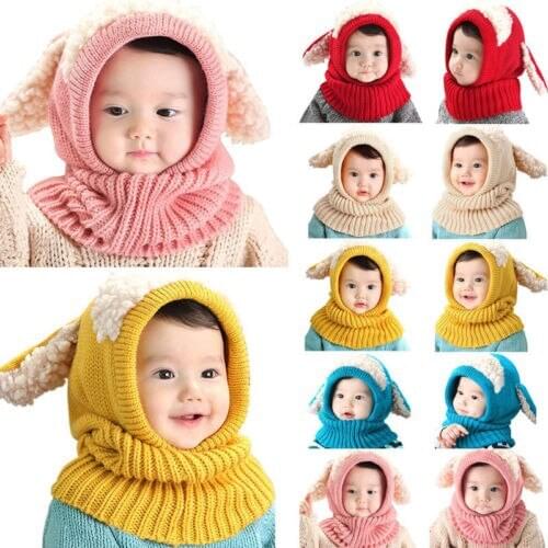 Cute Childrens Hat Autumn and Winter Models Korean Cute Puppy Shawl Baby One-piece Hats Warm Baby Woolen Caps